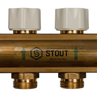 Распределительный коллектор из латуни без расходомеров 6 вых. STOUT SMB 0468 000006