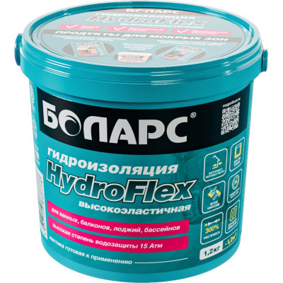 Гидроизоляция HydroFlex 1.2 кг БОЛАРС 00000027342