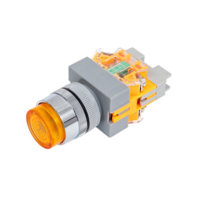 Выключатель кнопочный Dekraft ВК-22, 10 А, LED, IP54, желтый 25028DEK