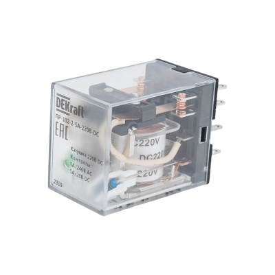 Промежуточное реле DEKraft 2-контактное, с led инд. 5а 220в dc пр-102 23848DEK