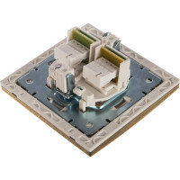Двойная телефонная розетка LEZARD RAIN евро белый с бок. вст. золото 703-0226-138