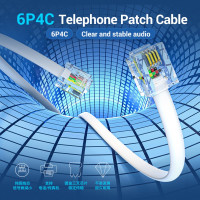 Кабель VENTION телефонный плоский RJ11 (6P4C) - 2м. Белый IQBWH