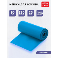Мешки для мусора (120 л, пнд, 700х1100 мм, 25 мкм, 10 шт, синие, в рулоне) OfficeClean 344046