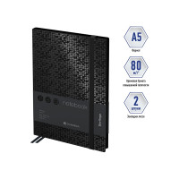 Записная книжка Berlingo DoubleBlack А5, 80 л, кожзам, черный срез, черная, с рисунком NB0_94501