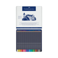 Цветные карандаши Faber-Castell goldfaber, 24 цвета, круглые, заточенные, металлическая коробка 114724