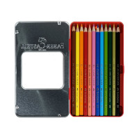 Цветные карандаши Faber-Castell замок, 12 цветов, шестигранные, заточенные, металлическая коробка 115801