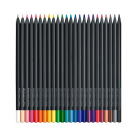 Цветные карандаши Faber-Castell black edition, 24 цвета, трехгранные, черное дерево, заточенные, картон 116424