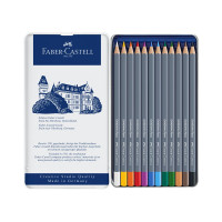 Художественные акварельные карандаши Faber-Castell goldfaber aqua, 12 цветов, металлическая коробка 114612