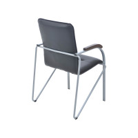 Стул Helmi hl-f03 самба, каркас металл алюминий, экокожа, черный, орех box2 344616