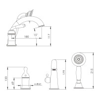 Встроенный смеситель на борт ванны Rose 3 в 1 R0212Q