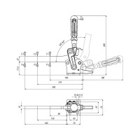 Прижим механический вертикальный со стопором для привариваемого винта KUKAMET, усилие 200 кг 241-6-D-L-C3