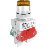 Выключатель кнопочный Dekraft ВК-22, 10 А, LED, IP54, желтый 25028DEK