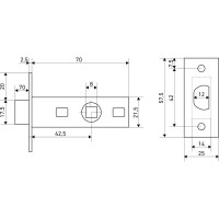 Защёлка Аллюр АРТ L45-8 CP хром B2B пакет, планка 25 мм 16544