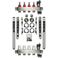 Коллекторный блок KROMWELL из нерж. cтали с расходомерами, в комплекте 1", 5x3/4", "евроконус" KW.SM6000655