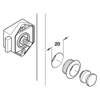 Накладной замок с ригелем Hafele Push-Lock Mini, дорнмасс 15 мм, матовый никель 211.61.604