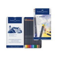 Цветные карандаши Faber-Castell goldfaber, 12 цветов, круглые, заточенные, металлическая коробка 114712