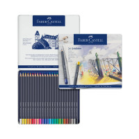 Цветные карандаши Faber-Castell goldfaber, 24 цвета, круглые, заточенные, металлическая коробка 114724