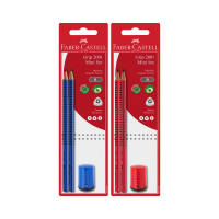 Набор чернографитных карандашей Faber-Castell grip 2001 2 шт, точилка, заточенные, блистер 183798