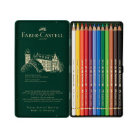 Цветные карандаши Faber-Castell художественные polychromos, 12 цветов, заточенные, металлическая коробка 110012
