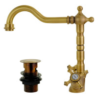 Смеситель для раковины Migliore PRESTIGE излив "змейка", донный клапан "click-clack", бронза 31615