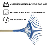 Грабли ООО Агростройлидер веерные пластинчатые 20-ти зубые порошковая окраска с черенком в сборе l=1,5 м САД-09.06.11