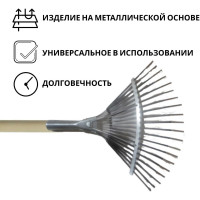 Грабли ООО Агростройлидер веерные пластинчатые 20-ти зубые оцинк.сталь с черенком в сборе l=1,5 м САД-09.09.11