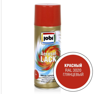 Аэрозольная эмаль JOBI глянцевая красная RAL 3020 520 мл 31626