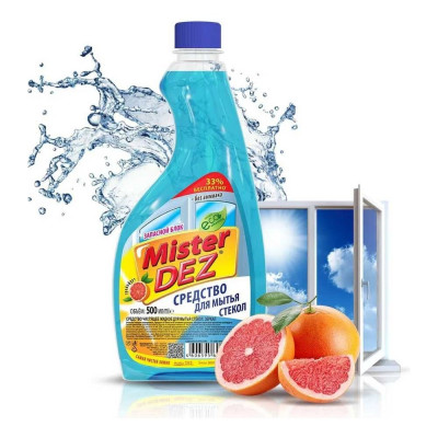 Mister Dez ЗАПАСНОЙ БЛОК Средство для мытья стекол, зеркал и окон Eco-Cleaning с ароматом грейпфрута, 500мл 1020