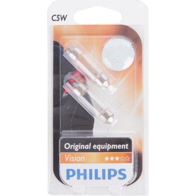 PHILIPS Автолампа C5W SV8.5,8 35мм , 2шт 12V ,1,10 12844B2