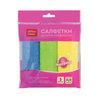 Салфетки для уборки OfficeClean набор 3шт микрофибра 25/25см ассорти 275757