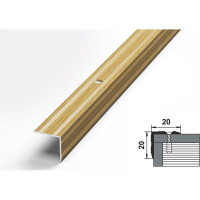 Порог угловой алюминиевый декоративный (20х20 мм, 1,8 м, Дуб светлый) ЛУКА 00000001511