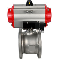 Шаровой кран DN.ru КШмФП.316.200 Ду32 Ру16 пневмопривод, пневмораспред D160-01789