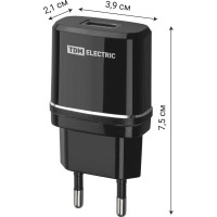 Сетевое зарядное устройство TDM ELECTRIC ELECTRIC СЗУ 3, 1 А, 1 USB, черный, SQ1810-0011