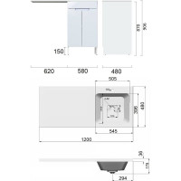 Напольная тумба ORANGE Optima с правой раковиной, под стиральную машину OPD-120TUW+RAR