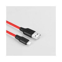 Кабель USB 2.0 Hoco X21, силиконовая оплетка, AM/Lightning M, черно-красный, 1м 6957531071372