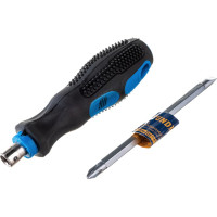 Комбинированная отвертка ТУНДРА, 2 в 1, сатин, магнит, 2К рукоятка, магнит, PH2/SL6x100 мм 1858815