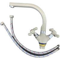 Смеситель для кухни Rainsberg двухвентильный, из силумина, бежевый (песочный гранит) R5043KF-3