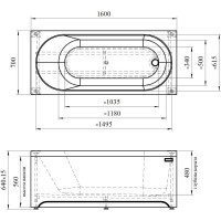 Акриловая ванна Радомир Виктория 160x70, фронтальная панель, каркас разборный 2-78-0-0-1-249Р