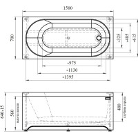 Акриловая ванна Радомир Виктория 150x70, фронтальная панель, каркас разборный 2-78-0-0-1-250Р