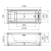 Акриловая ванна Радомир Агата 170x70, фронтальная панель, каркас 2-78-0-0-1-226Р