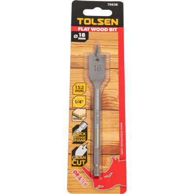 Сверло по дереву перьевое 18х152 мм, 1/4'' TOLSEN 75638