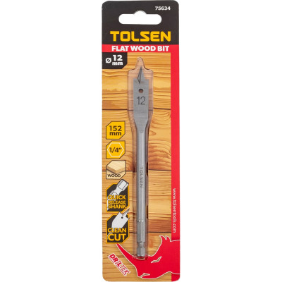 Сверло по дереву перьевое 12х152 мм, 1/4'' TOLSEN 75634