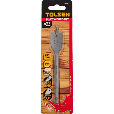 Сверло по дереву перьевое 22х152 мм, 1/4'' TOLSEN 75641