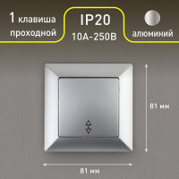 Переключатель Intro Solo 4-103-03 одноклавишный 10А-250В, IP20, СУ, алюминий, Б0053579