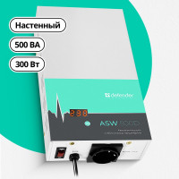 Настенный стабилизатор напряжения Defender ASW 500D 300Вт толщина 65мм, 1 розетка 99044