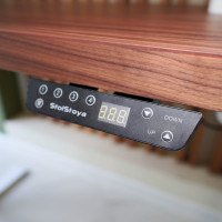 Стол с регулируемой высотой StolStoya МОТОР UP подстолье белое и столешница МДФ шпон Американский орех SE211/140WAO