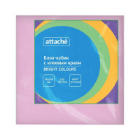 Стикеры Attache Bright colours с клеевым краем 76x76 мм розовый 100 листов 1495407