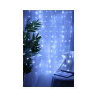 Электрическая гирлянда LED Сноубум занавес 1.5x1.5м 150LED белый 10 нитей пост свеч прозр 220В 382-077