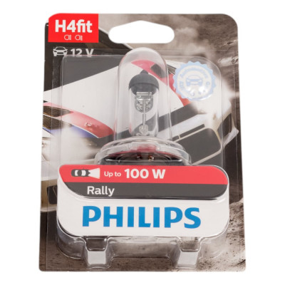 Автолампа PHILIPS H4, 100, 90 P43t-38 RALLY 12V 1,10,100 12569RAB1