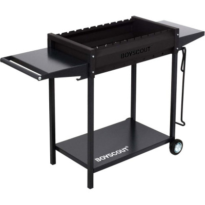 Мангал BOYSCOUT 1220x490x800 мм, с 2-мя столиками, дровницей и кочергой на колесах, сталь 2 мм 61617